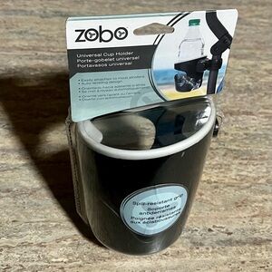 Zobo Universal Spill-Resistant Cup Holder - Black with White Trim